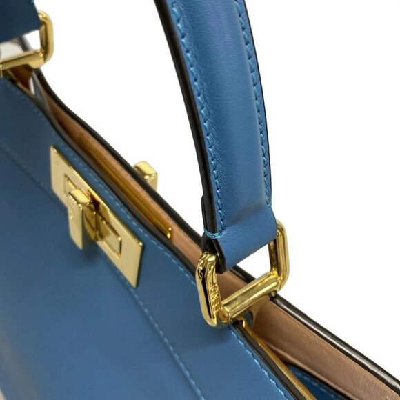 Auth FENDI Peekaboo I See U Medium 8BN321-A6V3 Light Blue Nappa Leather - Picture 11 of 16